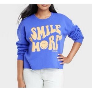 Smiley World blue crewneck sweatshirt